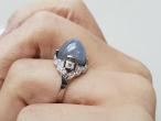 1950s Star Sapphire & Diamond Cluster Ring in Platinum