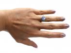 1950s Star Sapphire & Diamond Cluster Ring in Platinum