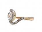Art Nouveau diamond solitaire twist ring in platinum and gold