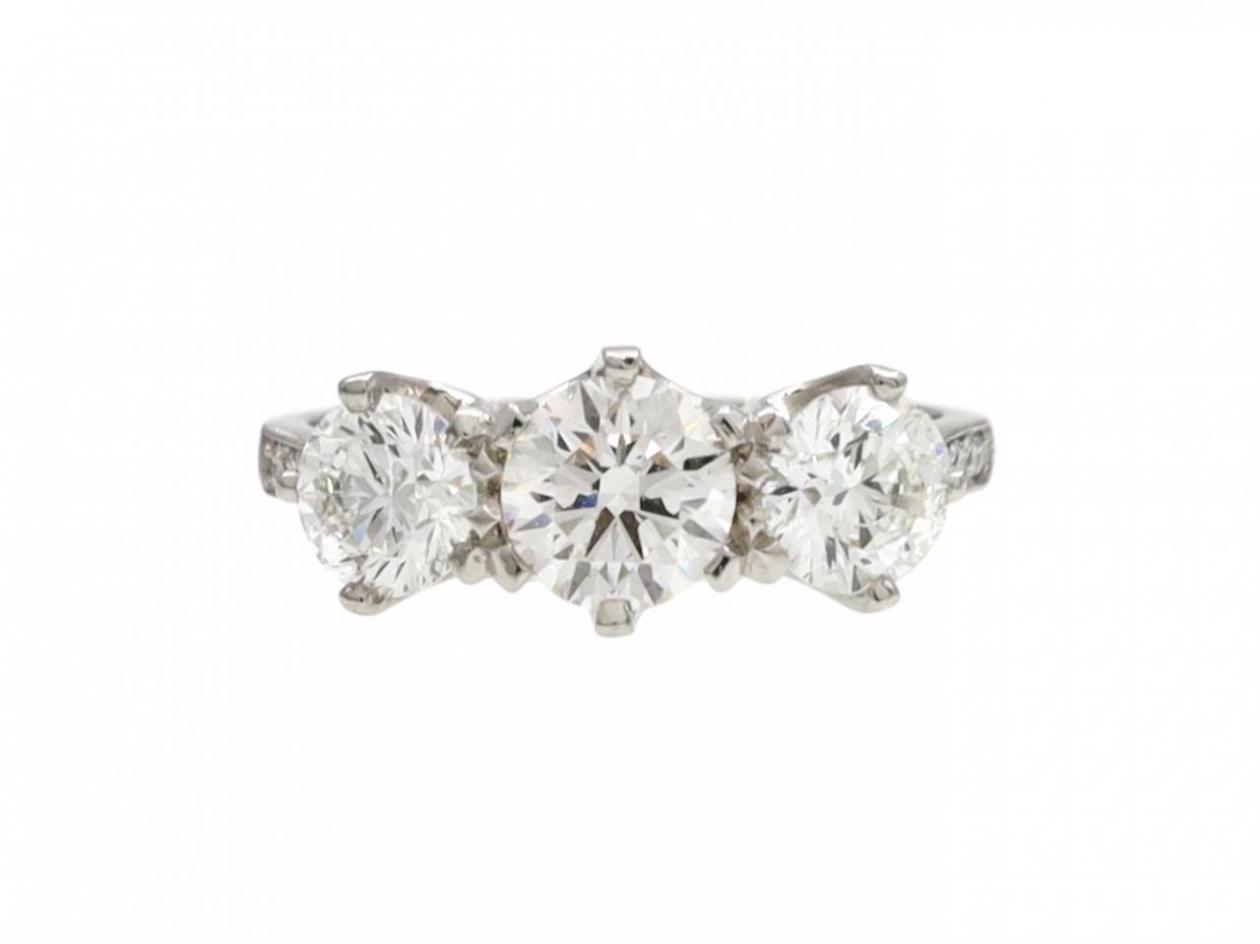 Diamond Three Stone Engagement Ring in Platinum