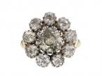 Antique Foiled Back Diamond Floral Cluster Ring In Silver & Gold