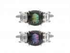 Vintage Natural Colour Change Alexandrite & Diamond Three Stone Ring