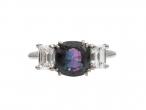 Vintage Natural Colour Change Alexandrite & Diamond Three Stone Ring