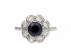 1950s Sapphire & Diamond Floral Cluster Engagement Ring