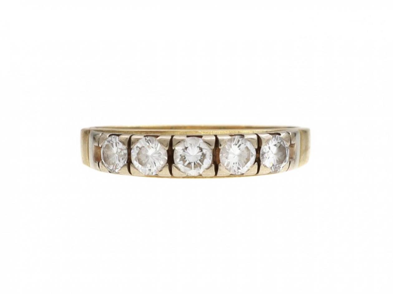 Vintage five stone diamond ring in 18kt yellow gold