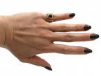 Vintage Citrine Cabochon & Two Tone Linear 18kt Gold Ring