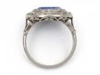 French Art Deco Ceylon sapphire and diamond double row cluster ring