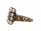Georgian braided hair and natural pearl cluster mourning ring in yellow gold