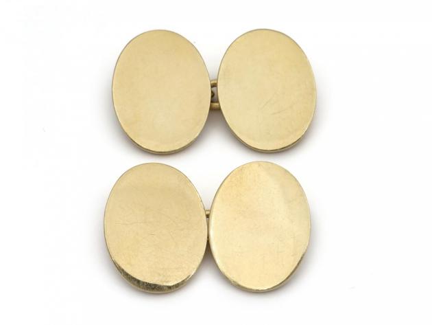 Heavy 18kt yellow gold double oval cufflinks