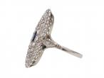 Vintage Sapphire & Diamond Curved Navette Cluster Ring in Platinum