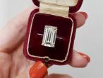 Vintage 6.11ct Rectangular Emerald Cut Diamond Solitaire Engagement Ring