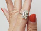 Vintage 6.11ct Rectangular Emerald Cut Diamond Solitaire Engagement Ring