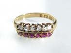 Victorian ruby and diamond double row ring in gold