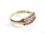 Victorian ruby and diamond double row ring in gold