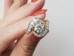 French retro tourbillon diamond engagement ring
