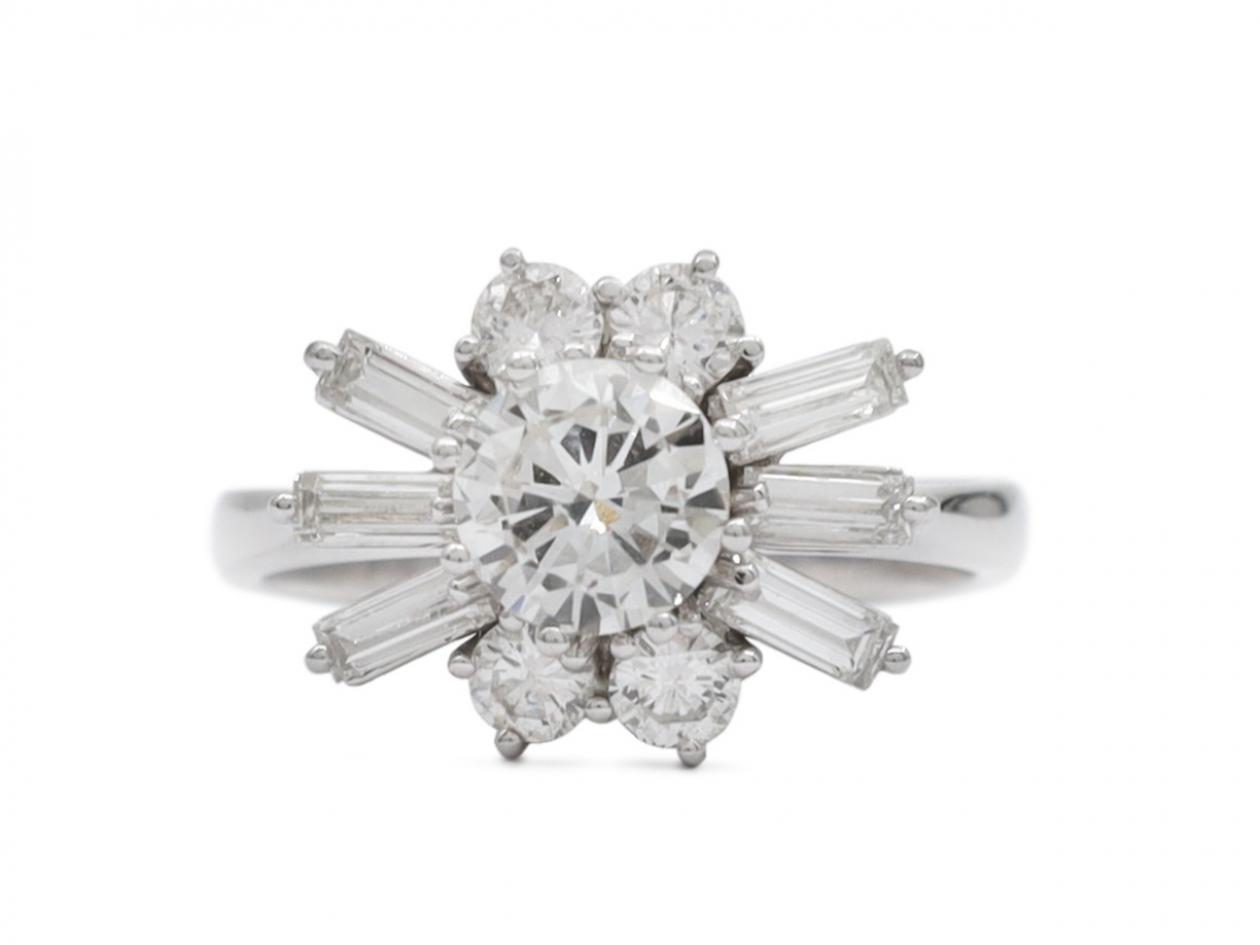 Vintage diamond set fancy cluster engagement ring