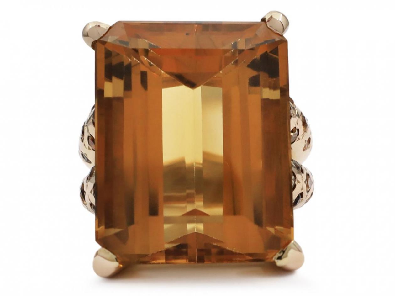 Retro Monture Mellerio citrine cocktail ring in 18kt gold