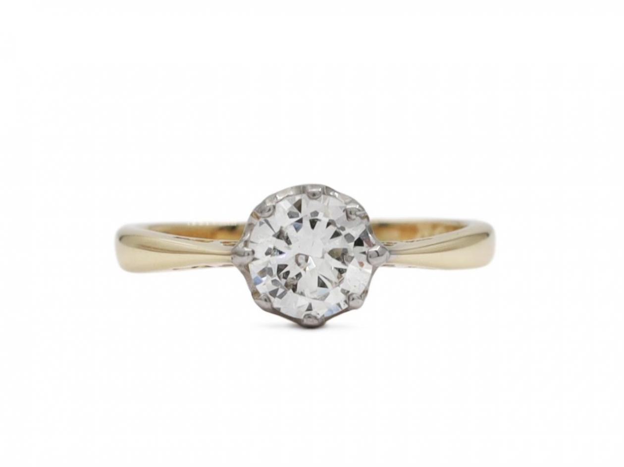 Vintage 0.57ct round brilliant cut diamond solitaire engagement ring