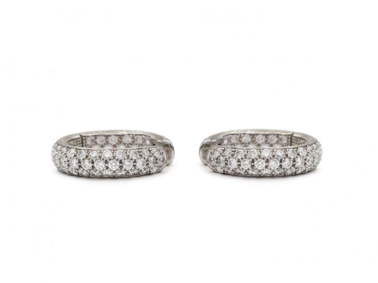 Vintage double sided diamond set hoop earrings in 18kt white gold