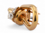 1950s Mauboussin Retro Brooch in 18kt Gold with 1ct Old Mine Cut Diamond