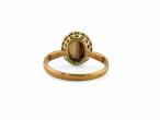 1930s Banded Agate And Diamond Cluster Ring In 15kt Yellow Gold And Platinum