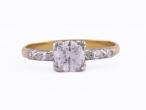 Rubellite and trillion cut diamond three-stone ring in 18kt rose gold – Matthew Weldon