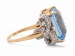 1950s aquamarine and diamond cocktail ring in 14kt yellow gold and platinum – Matthew Weldon