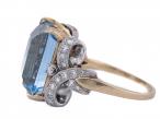 1950s aquamarine and diamond cocktail ring in 14kt yellow gold and platinum – Matthew Weldon