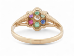 Victorian Style 'DEAREST' Floral Cluster Ring In 9kt Yellow Gold