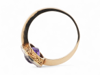 Early Art Deco Oval Amethyst And Rose Cut Diamond Cluster Ring In Platinum And 18kt Yellow Gold