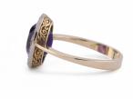 Early Art Deco Oval Amethyst And Rose Cut Diamond Cluster Ring In Platinum And 18kt Yellow Gold