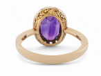 Early Art Deco Oval Amethyst And Rose Cut Diamond Cluster Ring In Platinum And 18kt Yellow Gold