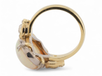 Retro opal solitaire ring with Old Mine cut diamonds in 18kt yellow gold and platinum – Matthew Weldon