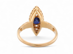 Antique Sapphire And Diamond Navette Ring In 18kt Yellow Gold