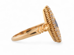 Antique Sapphire And Diamond Navette Ring In 18kt Yellow Gold