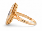 Antique Sapphire And Diamond Navette Ring In 18kt Yellow Gold