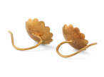 1885 Rose Cut Diamond Set Floral Drop Earrings In 15kt Yellow Gold