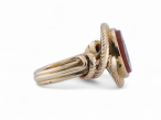 Antique yellow gold double snake ring with sardonyx intaglio of a classical bust – Courtville Antiques