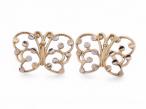 Vintage butterfly stud earrings in 14kt yellow and white gold by Courtville Antiques