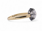 Antique style old mine cushion cut diamond ring in silver and 18kt yellow gold
