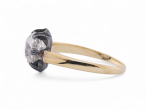 Antique style old mine cushion cut diamond ring in silver and 18kt yellow gold