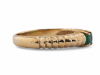 intage emerald ring with round cut emerald on reeded 18kt yellow gold band
