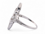 Vintage geometric diamond panel ring in platinum with princess cut centre
