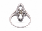 Vintage geometric diamond panel ring in platinum with princess cut centre