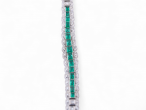 Emerald And Diamond Scalloped Line Bracelet In 18kt White Gold