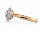Edwardian Old Mine Cut Diamond Daisy Cluster Ring In Platinum And 18kt Yellow Gold