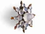 Antique Moonstone Set Starburst Brooch In 14kt yellow Gold
