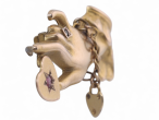 Edwardian Diamond And Garnet Heart In Hand Brooch In 9kt Yellow Gold