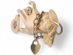 Edwardian Diamond And Garnet Heart In Hand Brooch In 9kt Yellow Gold