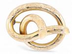 Antique Knotted Stem Brooch in Foliate Engraved 18kt Yellow Gold